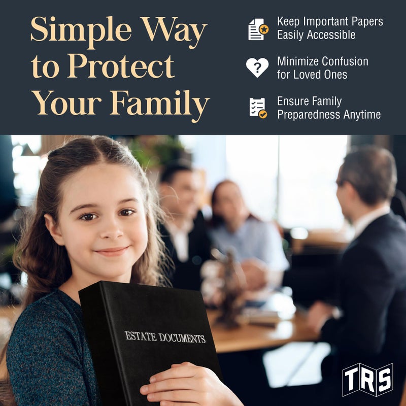 Three Ring Systems Estate Planning Binder with Pre-Labeled Tabs, 1.5-Inch Angle D Ring, Faux Leather, Sheet Protectorsâ€“ Organizing Wills, Trusts, Powers of Attorney (Black with Silver) + Linen Folder - Image 4